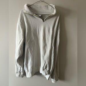 Vintage Cream Zip-Up Sweater - 2XL